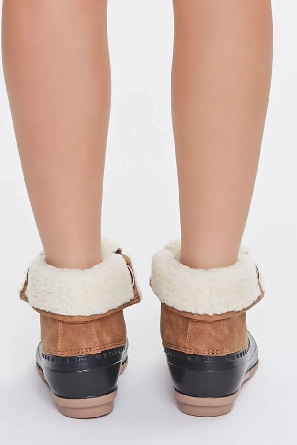 Faux Shearling-Lined Duck Booties