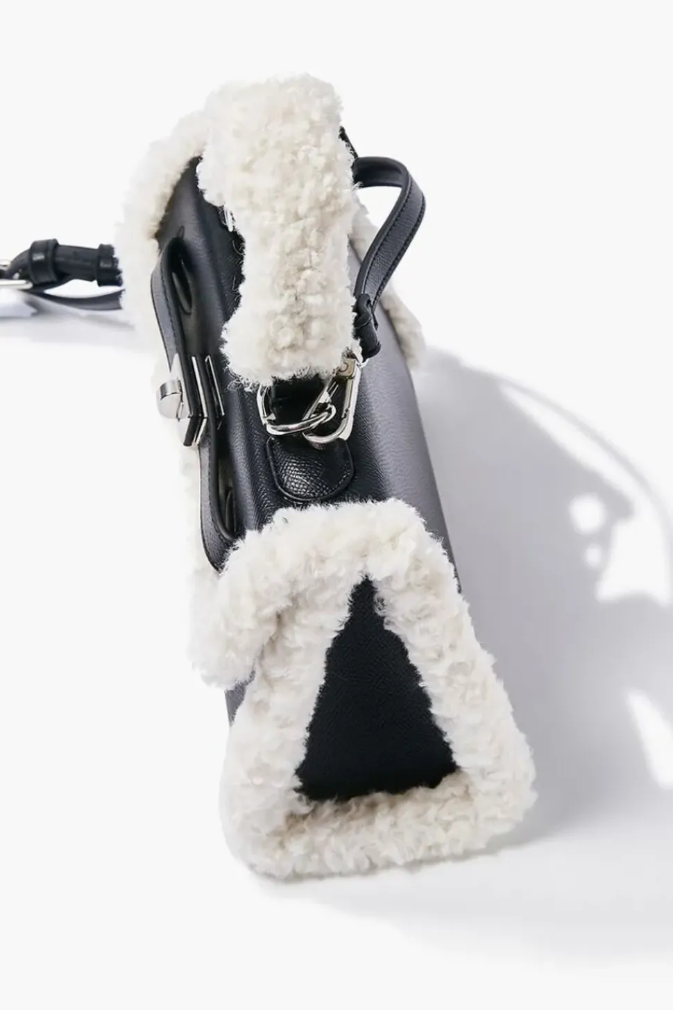 Faux Shearling-Trim Crossbody Bag