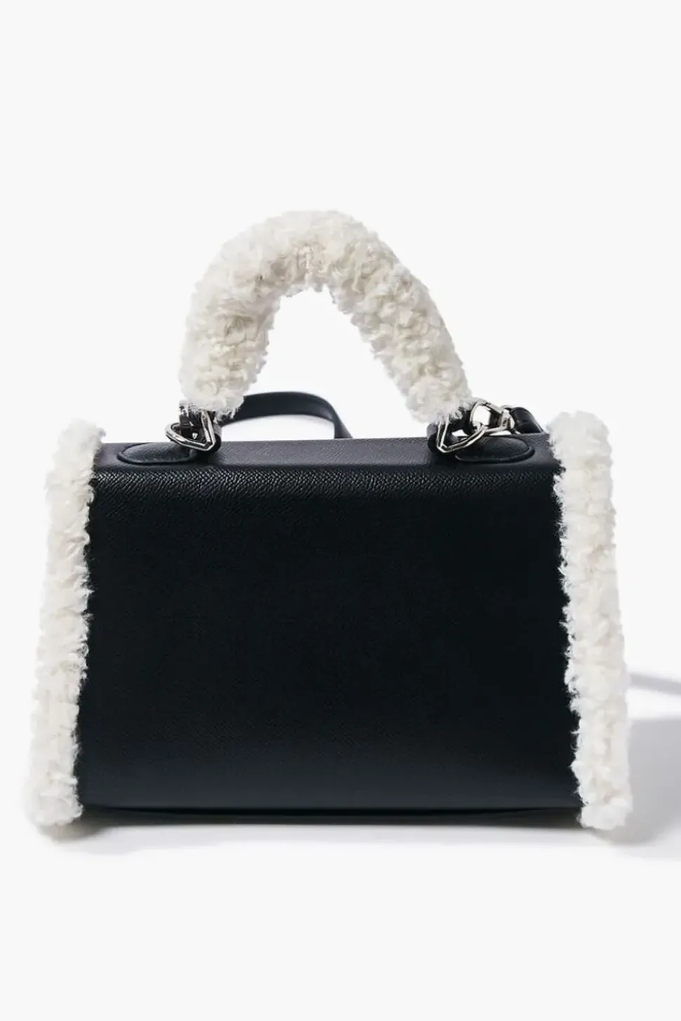 Faux Shearling-Trim Crossbody Bag