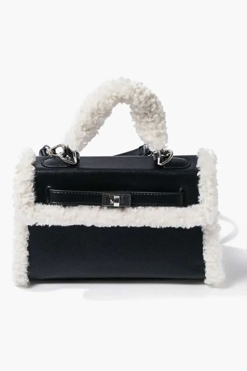 Faux Shearling-Trim Crossbody Bag