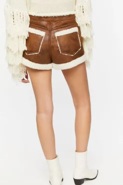 Faux Shearling-Trim Shorts