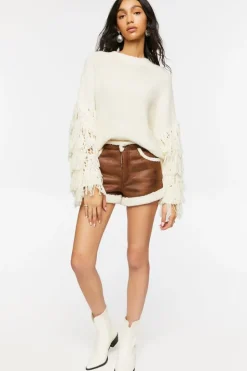 Faux Shearling-Trim Shorts