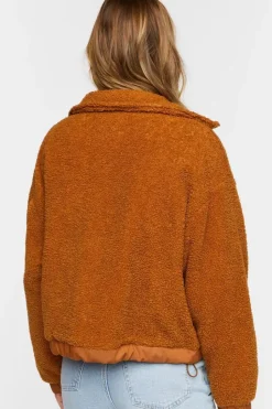 Faux Shearling Zip-Up Bomber Jacket