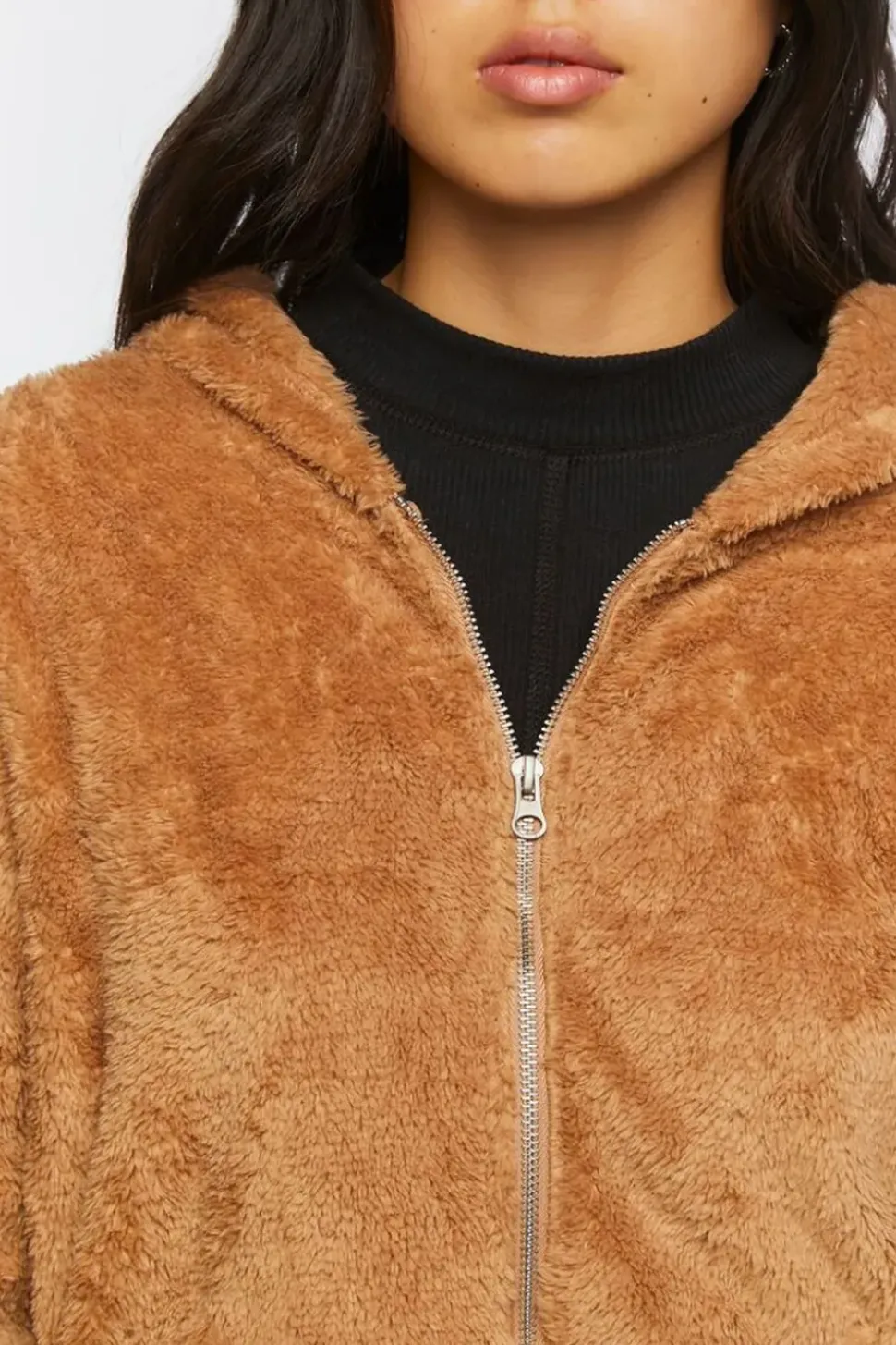 Faux Shearling Zip-Up Hoodie
