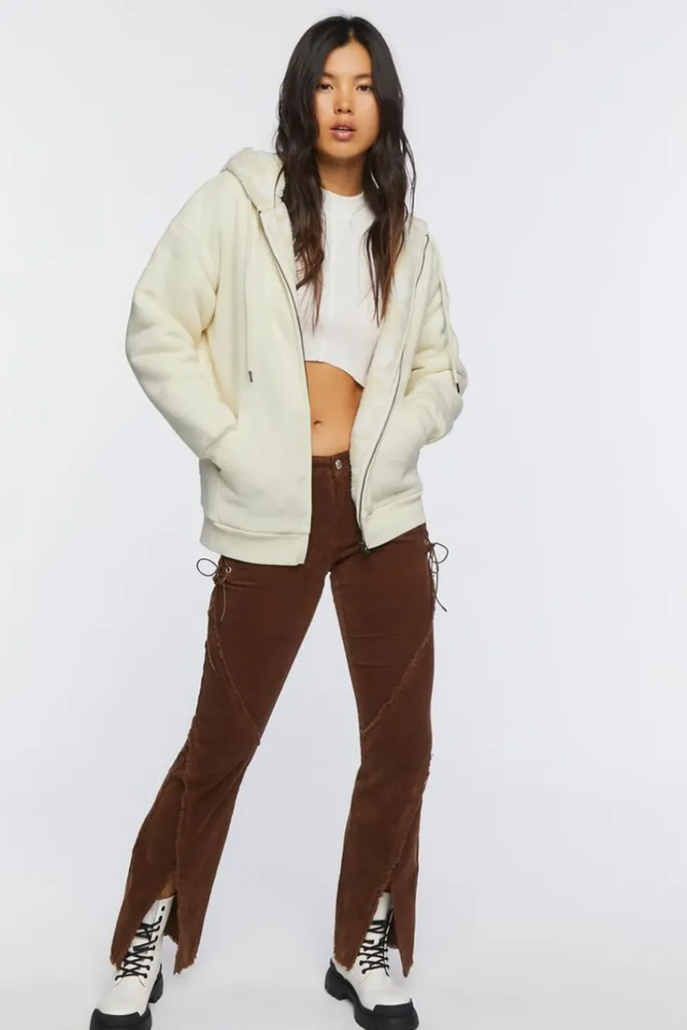 Faux Shearling Zip-Up Hoodie