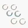 Faux Stone Hoop Earring Set