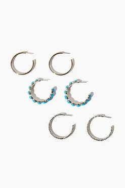 Faux Stone Hoop Earring Set