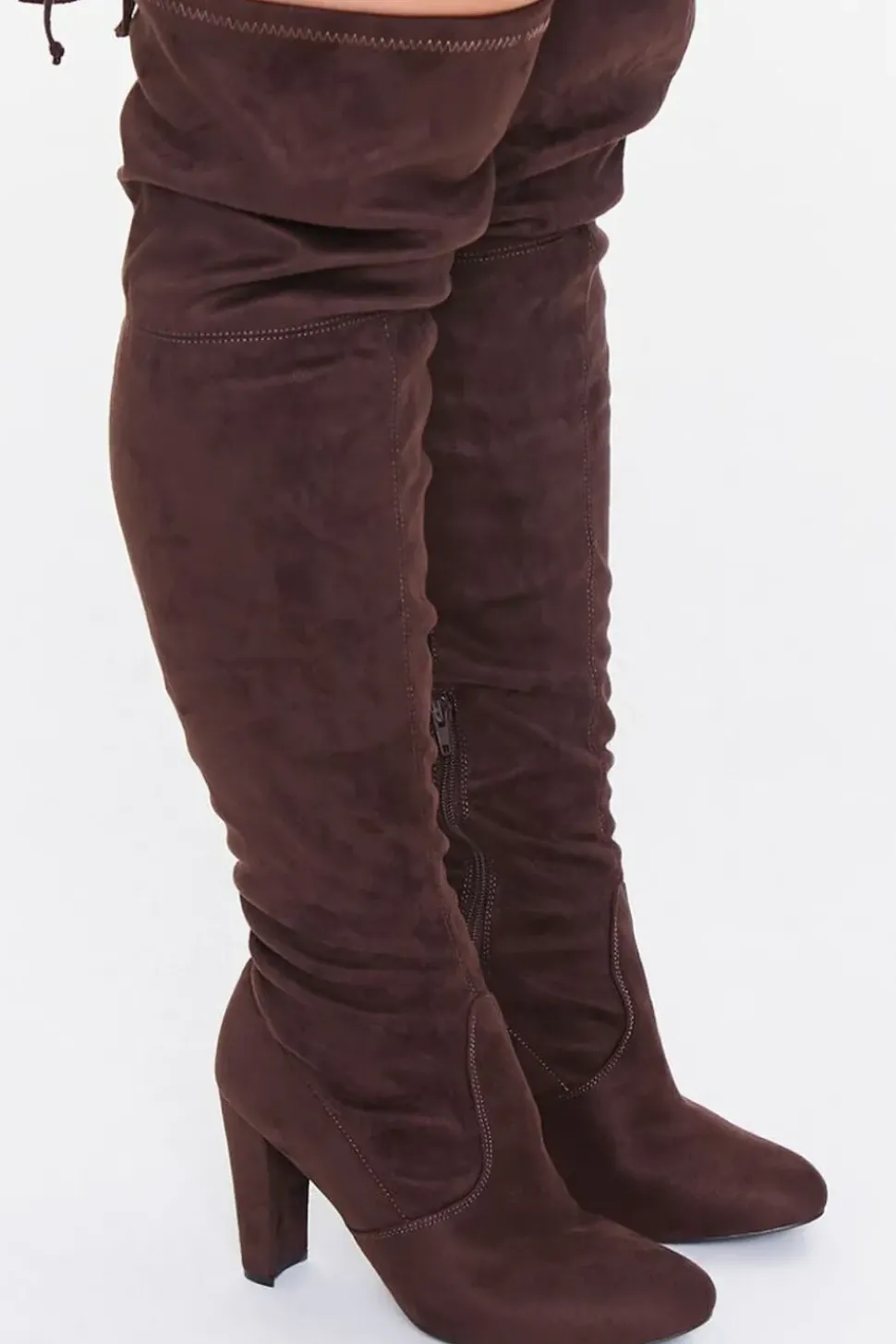 Faux Suede Block Heel Boots (Wide)