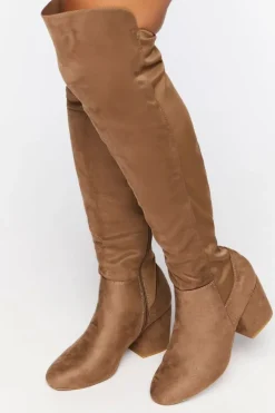 Faux Suede Block Heel Boots (Wide)