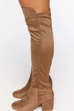 Faux Suede Block Heel Boots (Wide)