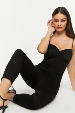 Faux Suede Bustier Jumpsuit