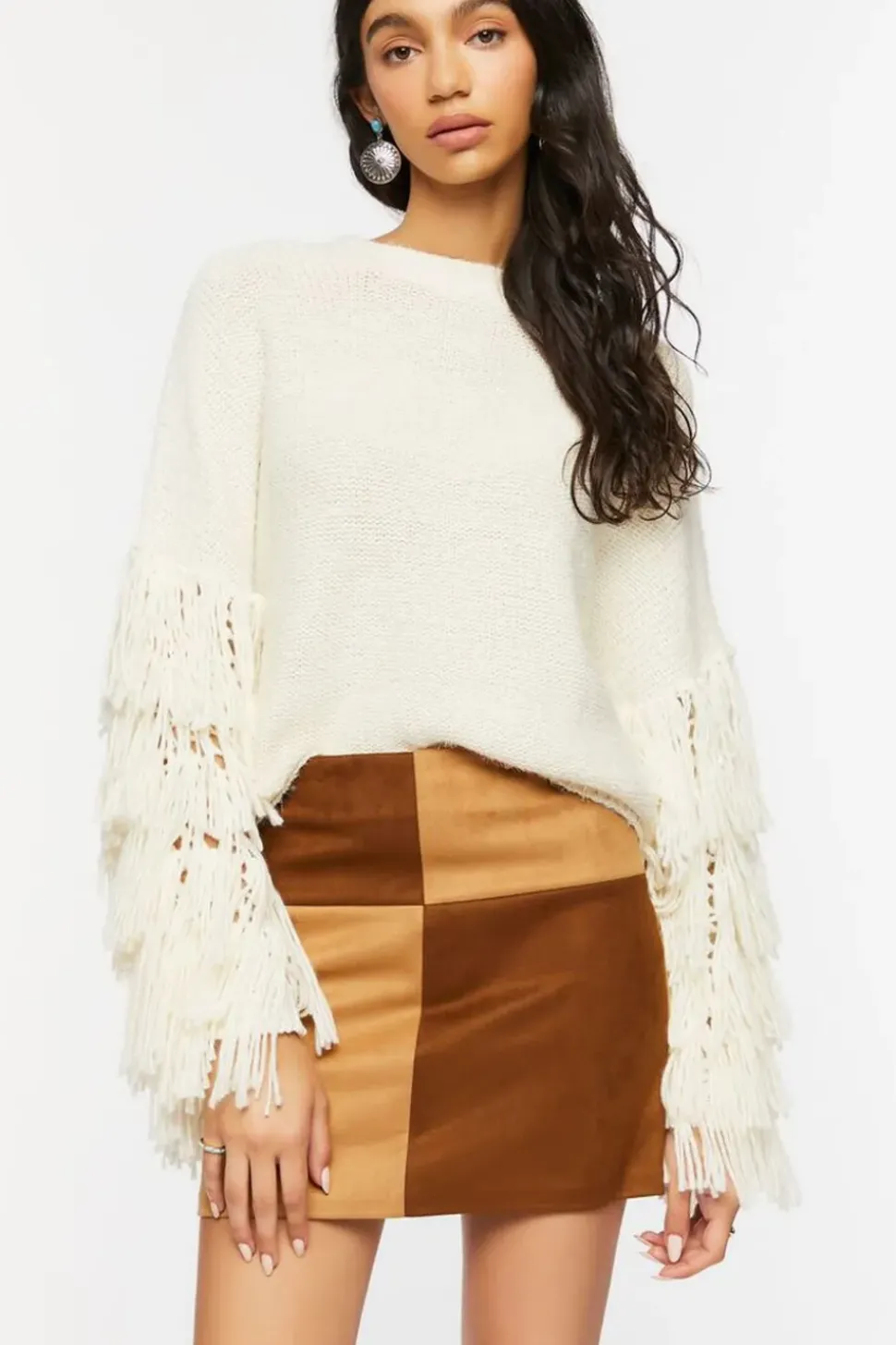 Faux Suede Colorblock Mini Skirt