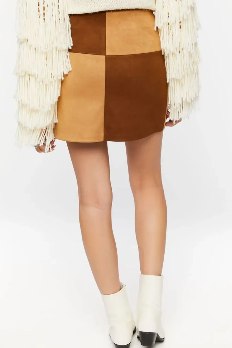 Faux Suede Colorblock Mini Skirt