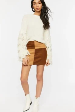 Faux Suede Colorblock Mini Skirt