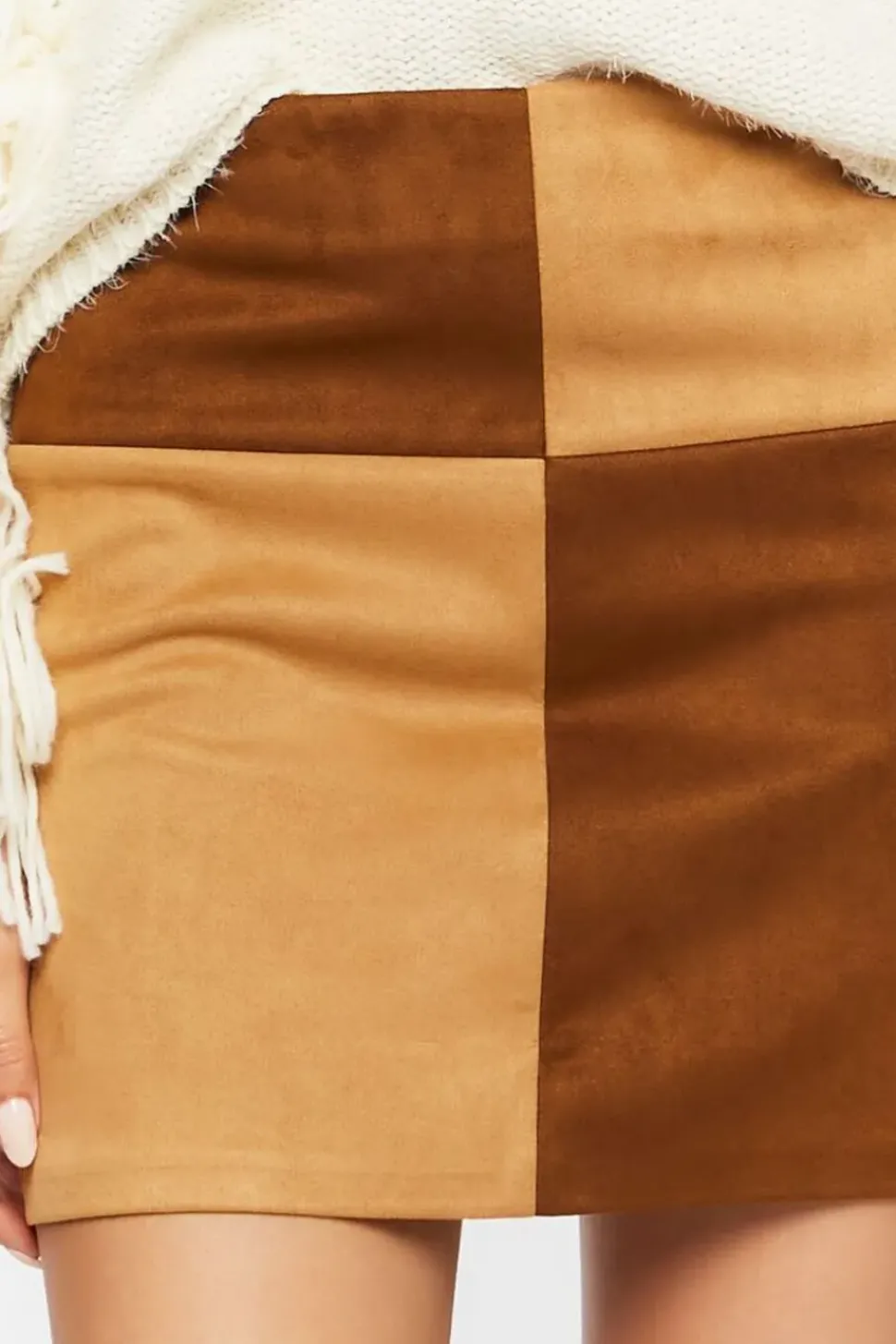 Faux Suede Colorblock Mini Skirt