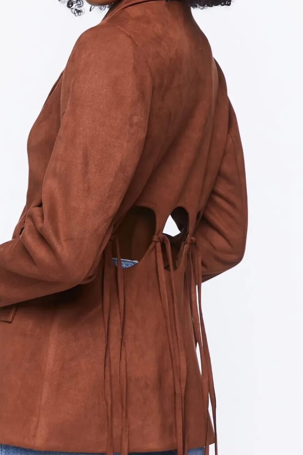 Faux Suede Cutout Blazer