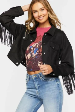 Faux Suede Fringe Jacket