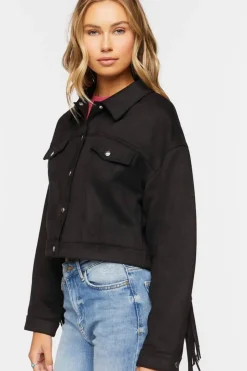 Faux Suede Fringe Jacket