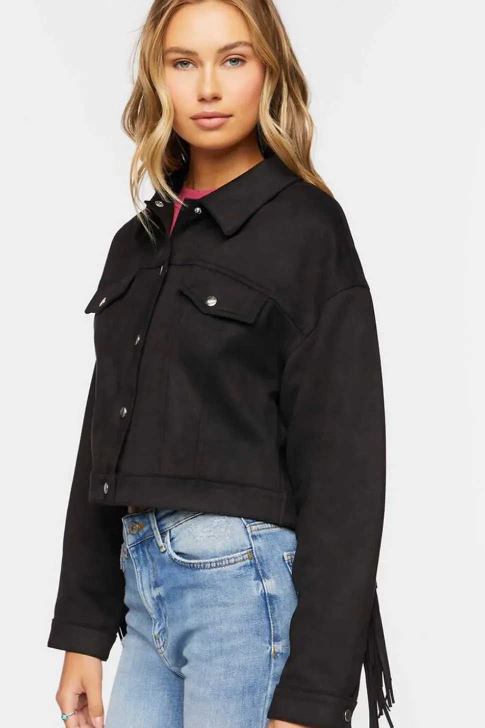 Faux Suede Fringe Jacket