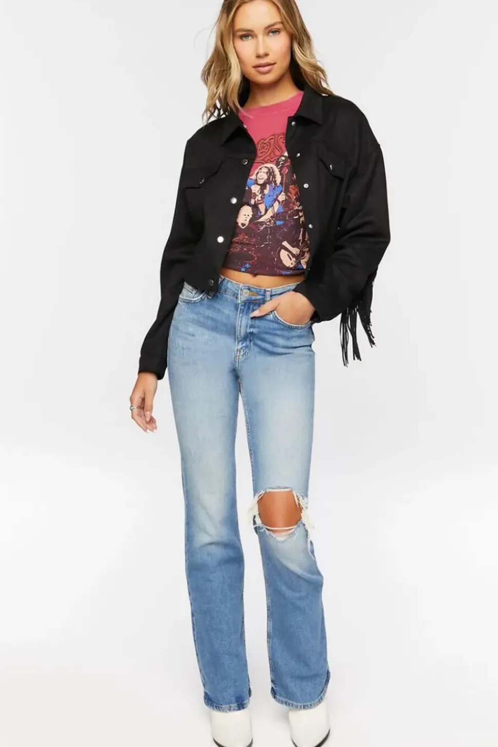 Faux Suede Fringe Jacket