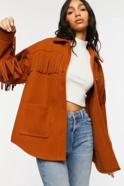 Faux Suede Fringe Shacket