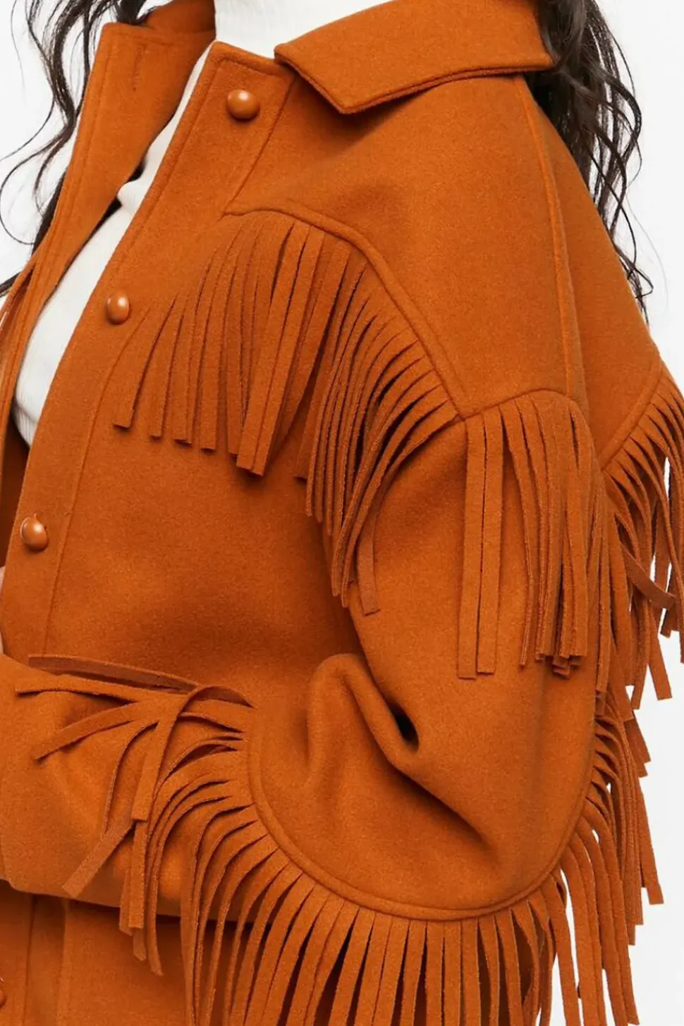 Faux Suede Fringe Shacket