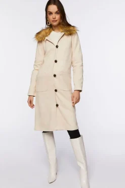 Faux Suede & Fur Longline Coat