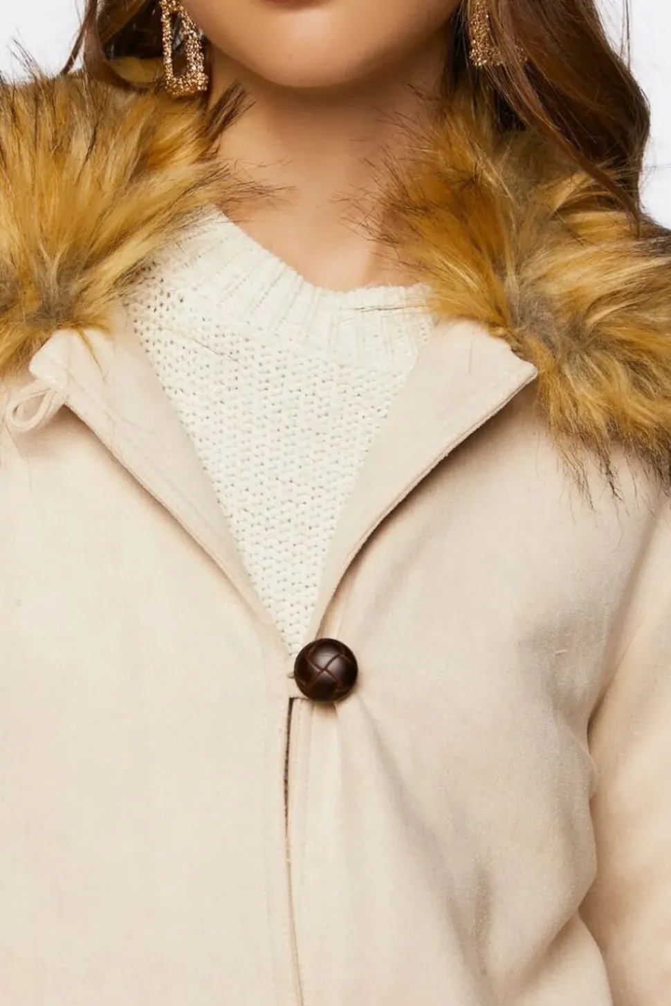 Faux Suede & Fur Longline Coat