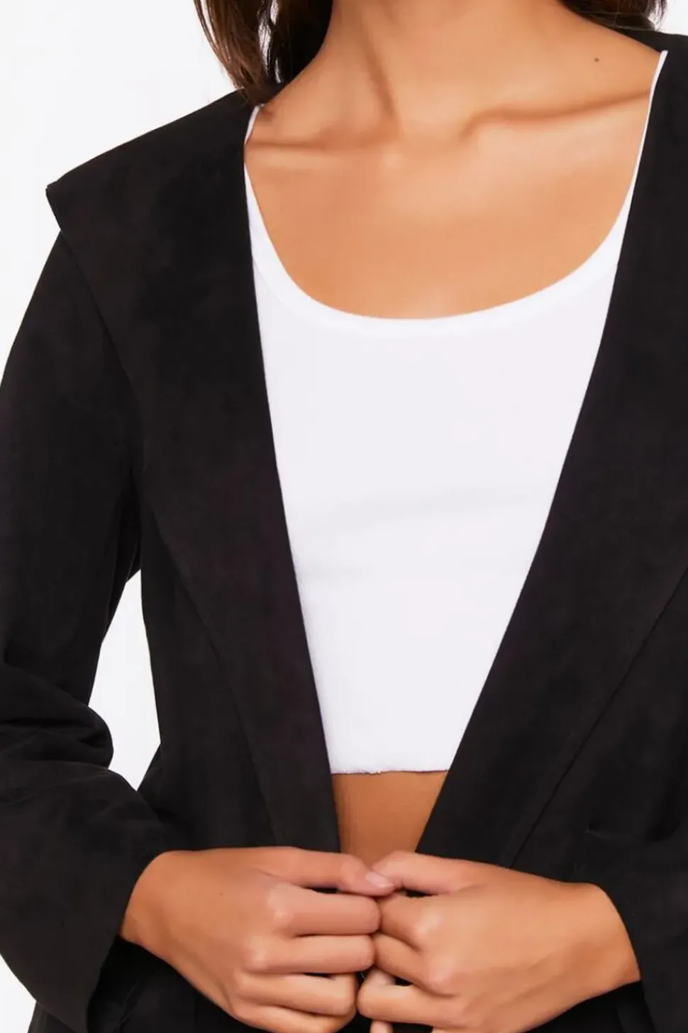 Faux Suede Hooded Longline Jacket