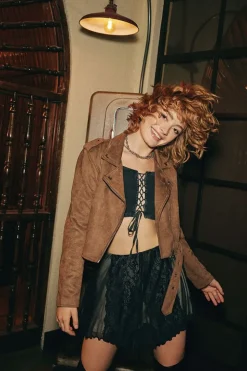 Faux Suede Moto Jacket