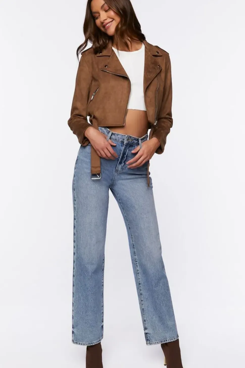 Faux Suede Moto Jacket