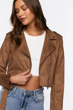 Faux Suede Moto Jacket