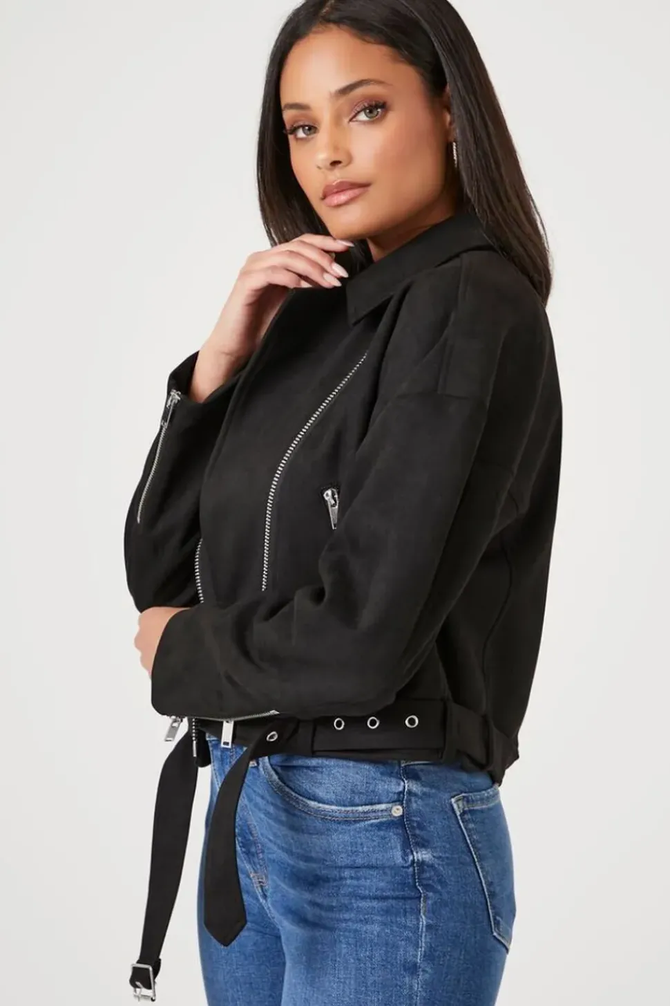 Faux Suede Moto Jacket