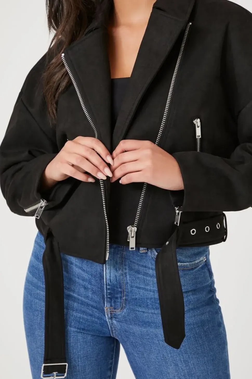 Faux Suede Moto Jacket