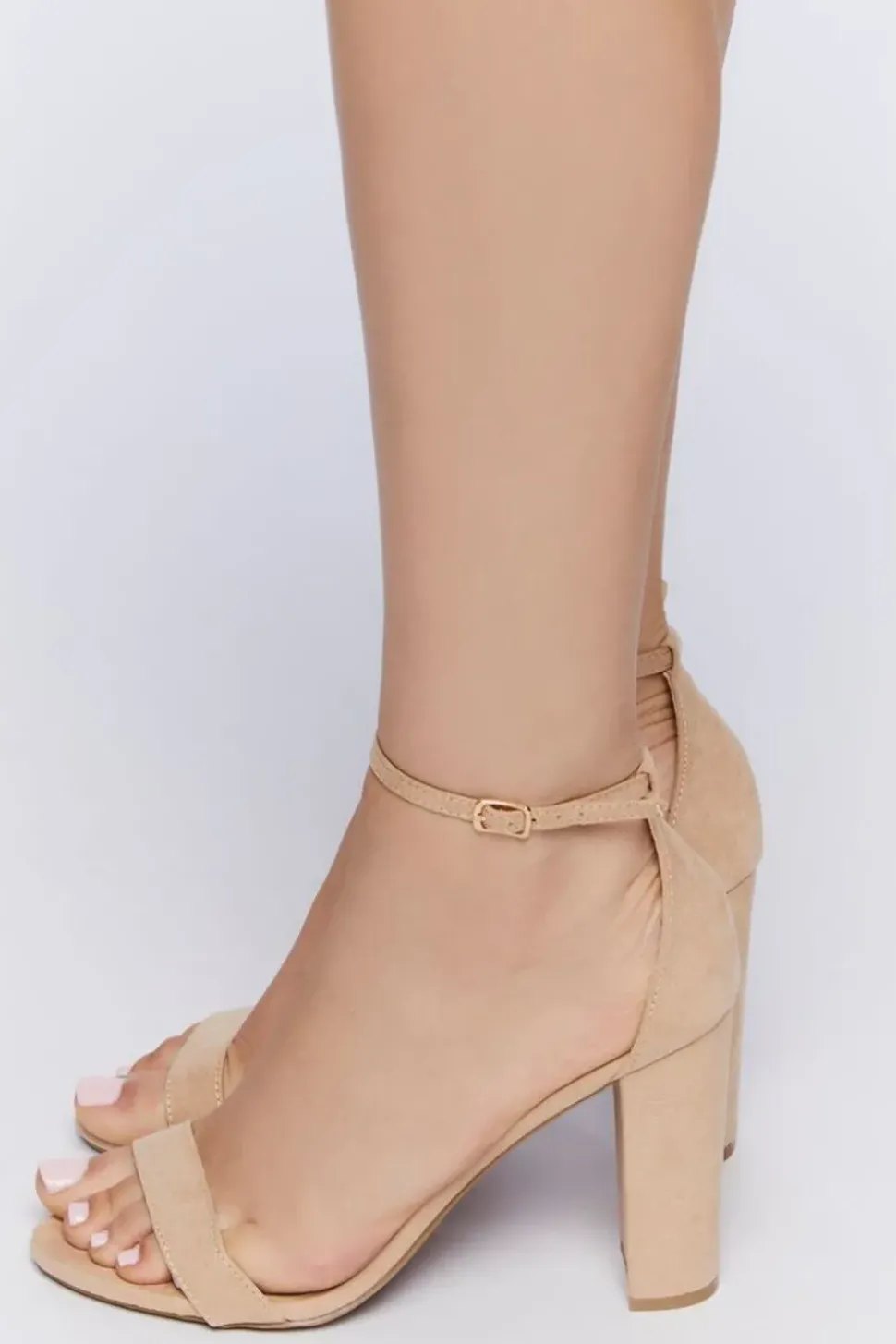 Faux Suede Open-Toe Heels