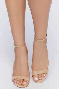 Faux Suede Open-Toe Heels
