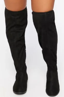 Faux Suede Over-The-Knee Boots (Wide)