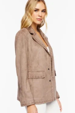 Faux Suede Peak Lapel Blazer