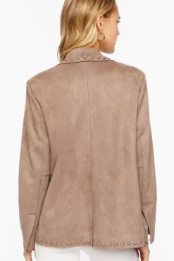 Faux Suede Peak Lapel Blazer