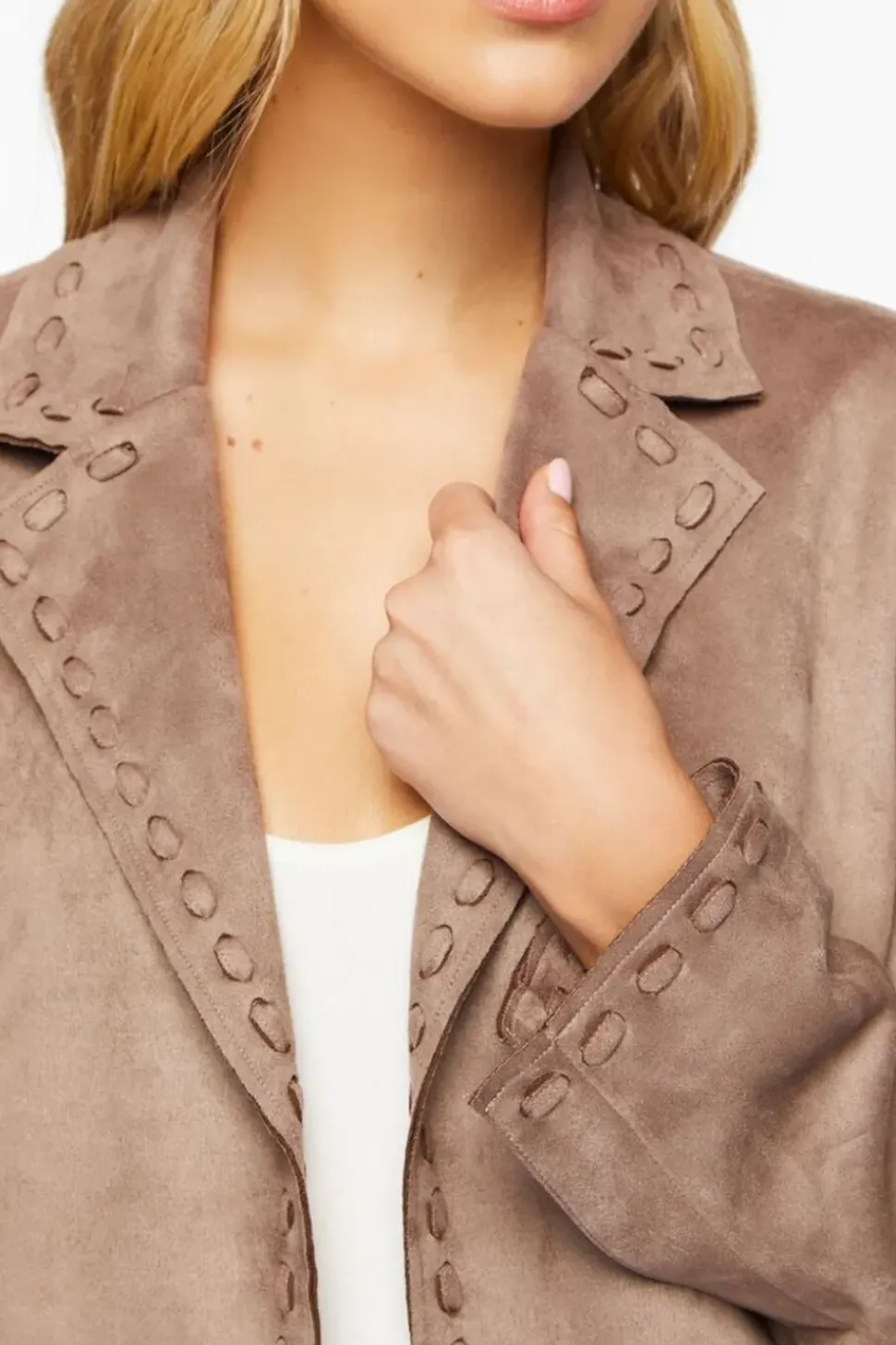 Faux Suede Peak Lapel Blazer