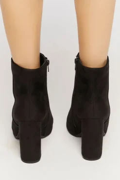 Faux Suede Peep-Toe Booties