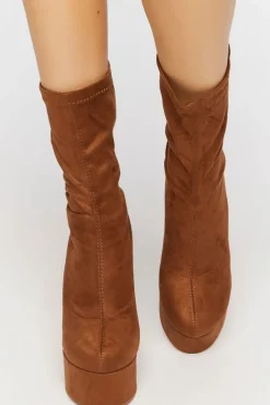 Faux Suede Platform Booties