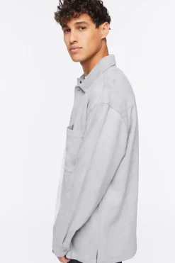 Faux Suede Pocket Shirt