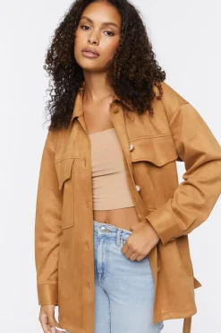 Faux Suede Trench Jacket