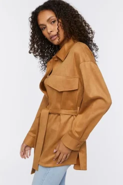 Faux Suede Trench Jacket