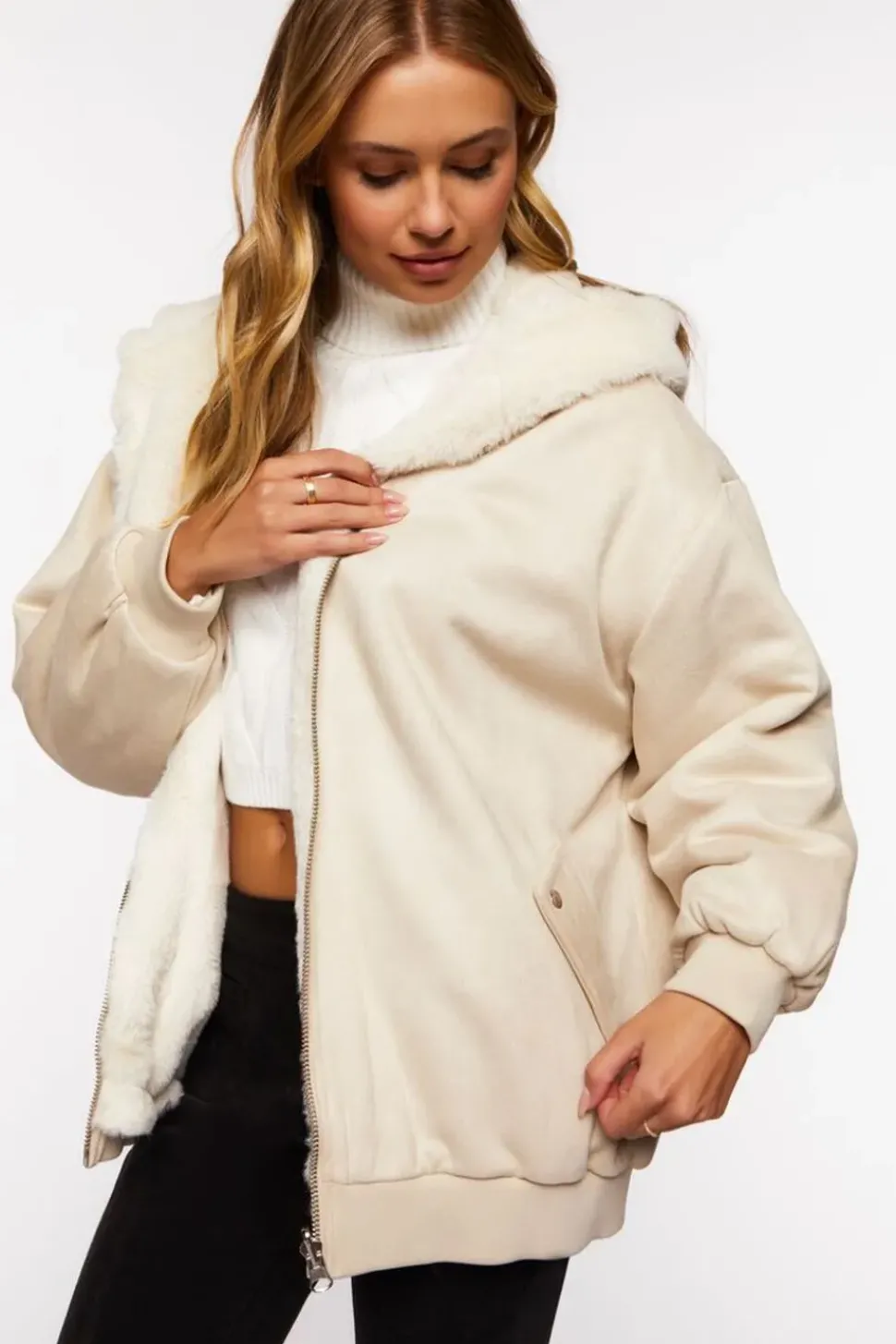 Faux Suede Zip-Up Jacket