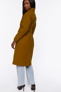 Faux Wool Belted Trench Coat