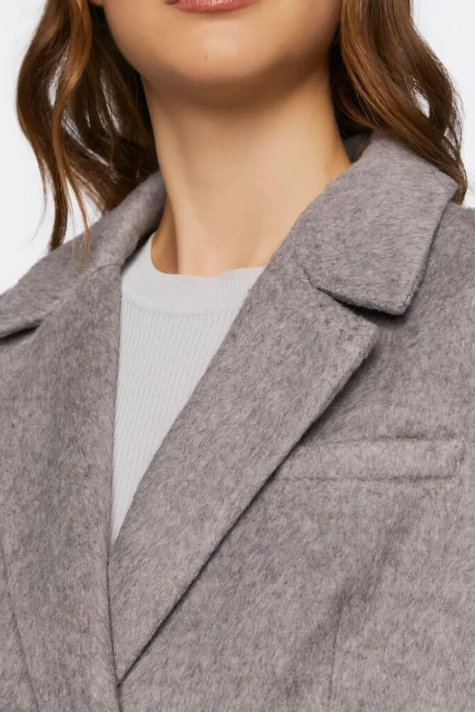 Faux Wool Double-Breasted Blazer