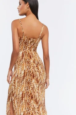 Feather Print Midi Dress