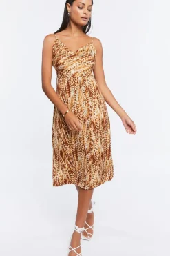 Feather Print Midi Dress